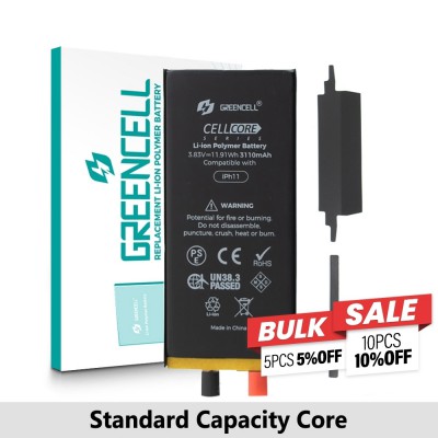 Greencell Core Series- Standard Capacity 3110mAh iPhone 11 Replacement Battery Core with Adhesive Strips 3110mAh