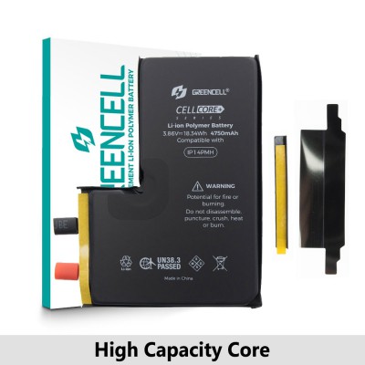 Greencell Core Series- High Capacity 4750mAh iPhone 14 Pro Max Replacement Battery Core with Adhesive Strips 