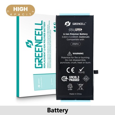 Greencell (High Capacity 3400mAh) iPhone 8 Plus Replacement Battery with Adhesive Strips