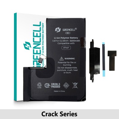Greencell Crack Series- iPhone 14 Pro CRACK Battery with Adhesive Strips 3200mAh (No Need Soldering & No Need Tag-on)