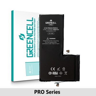 Greencell PRO Series- iPhone 11 Pro Max Replacement Battery with Adhesive Strips 3969mAh (TI chip -27546-A3 IC & Original Cell)