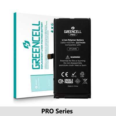 Greencell PRO Series- iPhone 12 mini Replacement Battery with Adhesive Strips 2227mAh (TI chip -27546-A3 IC & Original Cell)