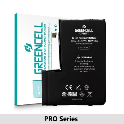 Greencell PRO Series- iPhone 12 Pro Max Replacement Battery with Adhesive Strips 3687mAh (TI chip -27546-A3 IC & Original Cell)