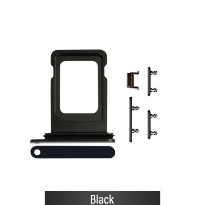 Single SIM Card Tray and Side Button for iPhone 11 Pro / 11 Pro Max-Black (Not for AU)