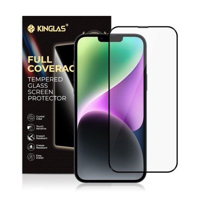 Kinglas Full Screen Black Edge Tempered Glass Screen Protector for iPhone 13 / 13 Pro / 14 / 16E