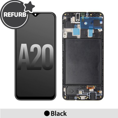 REFURB OLED Screen Replacement Digitizer with Frame for Samsung Galaxy A20-Black