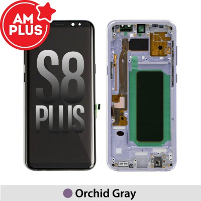 AMPLUS OLED Screen Replacement Digitizer with Frame for Samsung Galaxy S8 Plus G955F-Orchid Gray