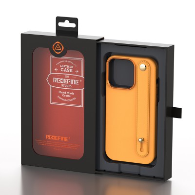 REDEFINE Metal Camera Lens PU Leather Case Cove with Hand Belt for iPhone 14 Pro