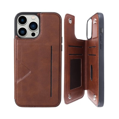 Hanman Back Flip Leather Wallet Shockproof Cover Case for iPhone 14 Pro
