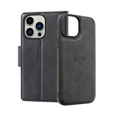 Hanman 2 in 1 Detachable Magnetic Flip Leather Wallet Cover Case for iPhone 16 Pro