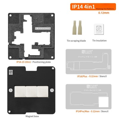 AMAOE 4IN1 Double-side Use Middle Frame Reballing Stencil Platform for iPhone 14 / Plus / Pro / Pro Max / 15 / Plus / Pro / Pro Max