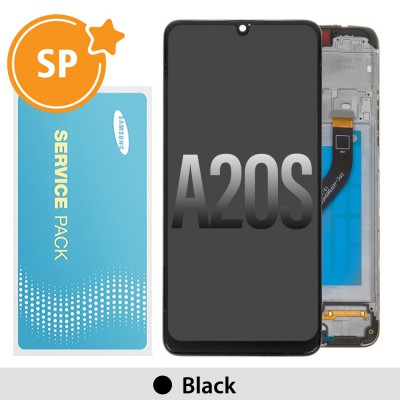 Samsung Galaxy A20s A207F LCD Screen Replacement with Frame Digitizer GH81-17774A (Service Pack)-Black