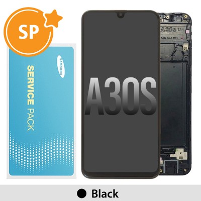 Samsung Galaxy A30s A307F OLED Screen Replacement with Frame Digitizer GH82-21190A/21329A/21385A/21189A (Service Pack)-Black