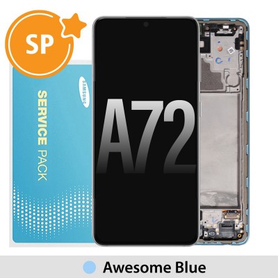 Samsung Galaxy A72 A725 / A726 OLED Screen Replacement with Frame GH82-25541B/25542B (Service Pack)-Awesome Blue