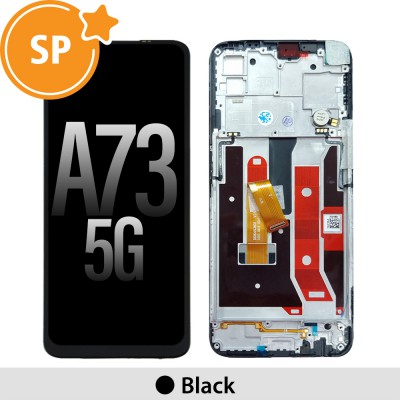 LCD Screen Digitizer Replacement with Frame for OPPO A73 5G 4907746 (Service Pack)-Black