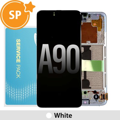 Samsung Galaxy A90 5G A908 OLED Screen Replacement with Frame Digitizer GH82-21606A (Service Pack)-White