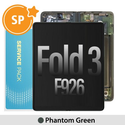 Samsung Galaxy Z Fold 3 5G F926B Screen with Frame Digitizer Without Battery GH82-26283B (Service Pack)-Phantom Green (Blackout issue fix: https://youtu.be/CEnwc6FKJLk)