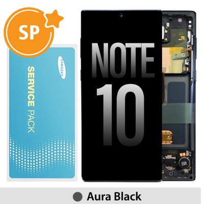Samsung Galaxy Note 10 N970F OLED Screen Replacement with Frame Digitizer GH82-20818A (Service Pack)-Aura Black