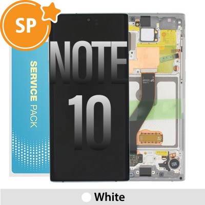 Samsung Galaxy Note 10 OLED Screen Replacement with Frame Digitizer GH82-20818B (Service Pack)-White