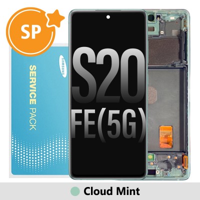 Samsung Galaxy S20 FE G780 / G781 OLED Screen Replacement with Frame Digitizer GH82-24220D/GH82-24214D/GH82-24219D/GH82-31328D (Service Pack)-Cloud Mint