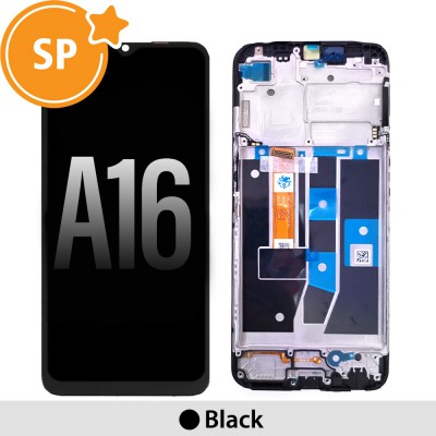 LCD Screen Replacement with Frame for OPPO A16 4908018 (Service Pack)-Black