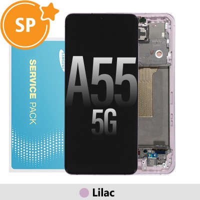 Samsung Galaxy A55 5G A556B OLED Screen Replacement Digitizer with Frame GH82-34305C (Service Pack)-Lilac