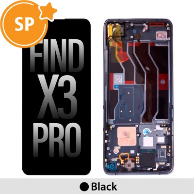 OLED Screen Replacement with Frame for OPPO Find X3 Pro 4906614 (Service Pack)-Black