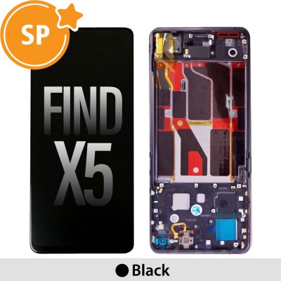 OLED Screen Replacement with Frame for OPPO Find X5 4130031 (Service Pack)-Black