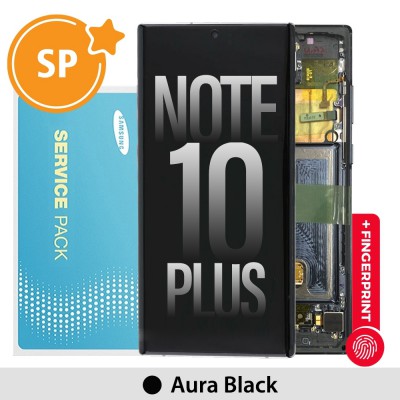 Samsung Galaxy Note 10 Plus N975F / 5G N976B OLED Screen Replacement with Frame GH82-20900A/20838A (Service Pack)-Aura Black special edition,the only difference is the button is red,Pls change button by using old screen