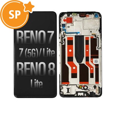 OLED Screen Digitizer Replacement with Frame for OPPO Reno7 Z 5G / Reno7 Lite / Reno 8 Lite 4130035 (Service Pack)-Black