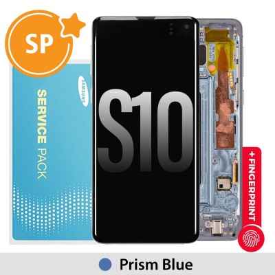 Samsung Galaxy S10 G973F OLED Screen Replacement with Frame GH82-18850C/18835C (Service Pack)-Prism Blue
