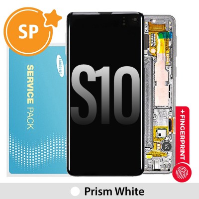 Samsung Galaxy S10 G973F OLED Screen Replacement with Frame GH82-18850B/18835B (Service Pack)-Prism White