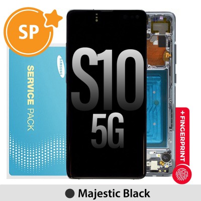 Samsung Galaxy S10 5G G977B OLED Screen Replacement with Frame GH82-20442B (Service Pack)-Majestic Black