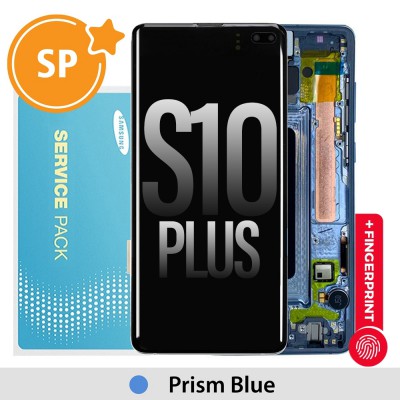 Samsung Galaxy S10 Plus G975F OLED Screen Replacement with Frame GH82-18849C/18834C (Service Pack)-Prism Blue