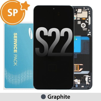 Samsung Galaxy S22 5G S901B OLED Screen Replacement with Frame GH82-27520F/27521F (Service Pack)-Graphite