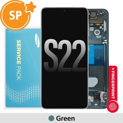 Samsung Galaxy S22 5G S901B OLED Screen Replacement Digitizer with Frame GH82-27520C / 27521C (Service Pack)-Green