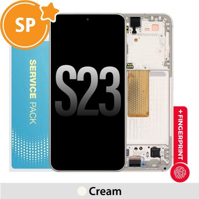 Samsung Galaxy S23 5G S911B OLED Screen Replacement Digitizer with Frame GH82-30480B (Service Pack)-Cream