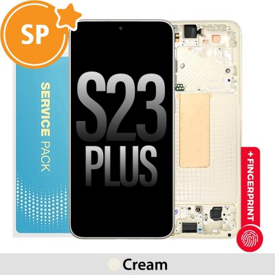 Samsung Galaxy S23 Plus S916B OLED Screen Replacement Digitizer with Frame GH82-30476B (Service Pack)-Cream