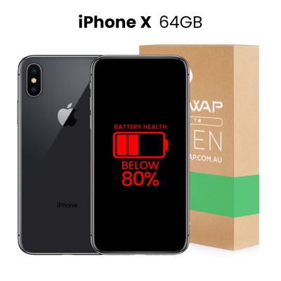 Apple Used Fully Functional iPhone X 64GB Below 80% Battery Health - Grade B+ (Excellent)