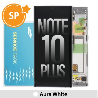 Samsung Galaxy Note 10 Plus N975F / 5G N976B OLED Screen Replacement with Frame Digitizer GH82-20838B (Service Pack)-Aura White