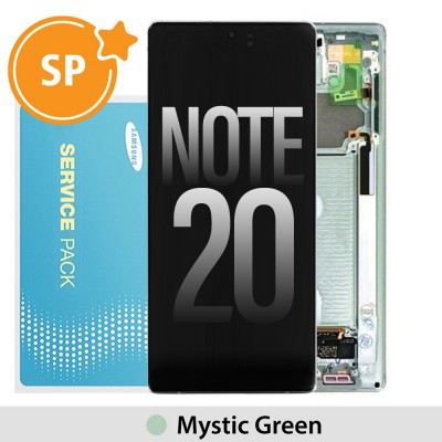 Samsung Galaxy Note 20 N980F OLED Screen Replacement with Frame Digitizer GH82-23495C (Service Pack)-Mystic Green