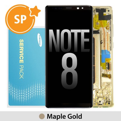 Samsung Galaxy Note 8 N950F OLED Screen Replacement with Frame Digitizer GH97-21065D/21066D (Service Pack)-Maple Gold