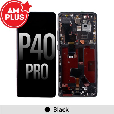 AMPLUS OLED Screen Digitizer Replacement with Frame for Huawei P40 Pro-Black