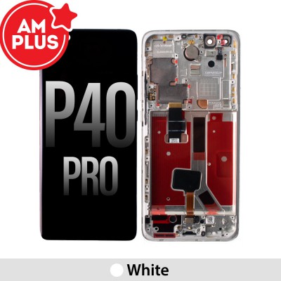 AMPLUS OLED Screen Digitizer Replacement with Frame for Huawei P40 Pro-White