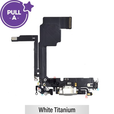 Charging Port for iPhone 15 Pro (PULL-A)-White Titanium
