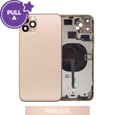 Rear Housing with Small Parts for iPhone 11 Pro Max (PULL-A)-Matte Gold