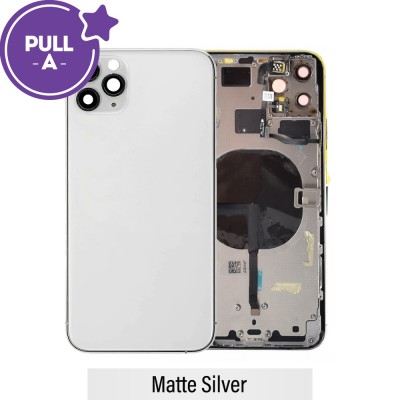 Rear Housing with Small Parts for iPhone 11 Pro Max (PULL-A)-Matte Silver