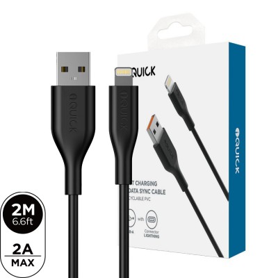 iQuick PVC USB-A to Lightning Fast Charging Cable 2M