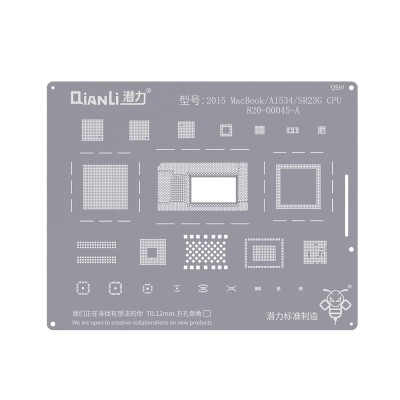 QianLi Bumblebee BGA Reballing Stencil (QS91) for 2015 MacBook / A1534 / SR23G CPU 820-00045-A