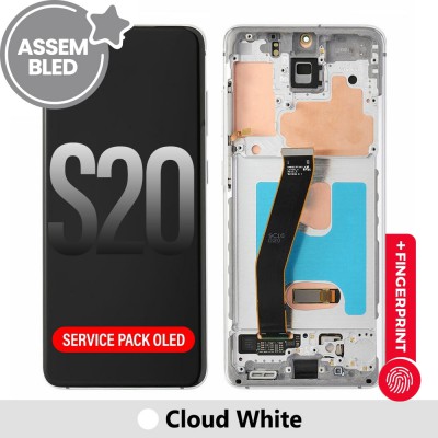ASSEMBLED OLED Screen Replacement with Frame for Samsung Galaxy S20 G980F-Cloud White